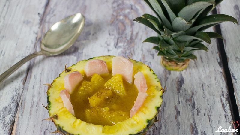 Ananas-Maracuja-Süppchen mit Cobia