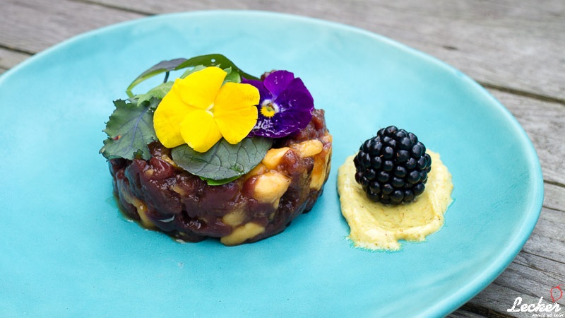 Rehtatar mit Mango und Curry Mayonnaise