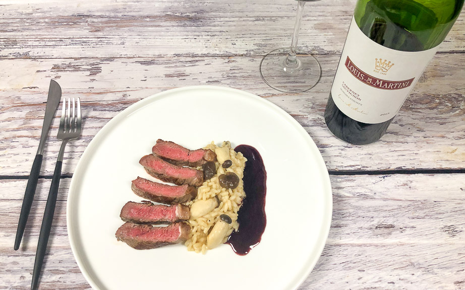 Rumpsteak mit Pilzrisotto und Portweinreduktion