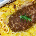 Hackbraten mit Kartoffeln in Sahne